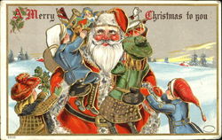 Children with Presents by Gift Santa Claus Postcard Postcard