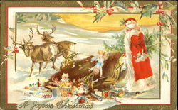 Toys Spilling from Santa's Sleigh Santa Claus Postcard Postcard