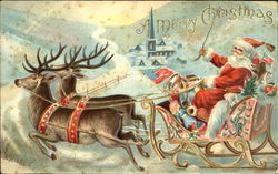 Santa Driving Sleigh Santa Claus Postcard Postcard