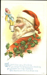 Profile of Santa and Elf Postcard