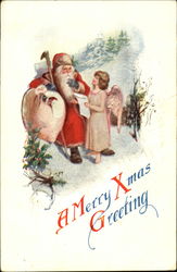 Santa with angel Postcard