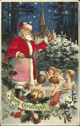 Silk Santa directing children singing Postcard