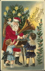 santa playing music for childrens Postcard