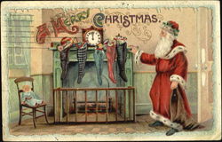 Santa filling stockings Postcard