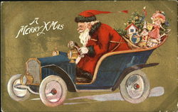 Santa Driving a Car Postcard