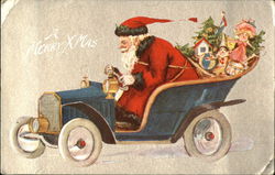 Santa Delivering Presents in a Car Postcard