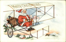 Santa Flying a Plane Santa Claus Postcard Postcard