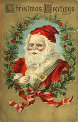 Santa in a red hat and coat Postcard