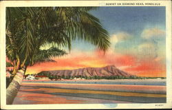 Sunset On Diamond Head Postcard