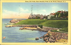 Along Cliff Walk Newport, RI Postcard Postcard