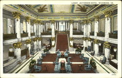 Lobby Jefferson Hotel Postcard