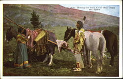 Hitting The Trail, Chief Three Bears and Squaw Postcard