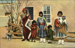 Indian Pueblo Family New Mexico Native Americana Postcard Postcard