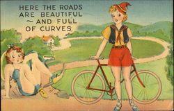 Here the Roads Are Beautiful and Full of Curves Girls Postcard Postcard