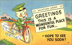 Greetings, this is a wonderful place for fun Postcard