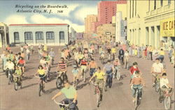 Bicycling On The Boardwalk Postcard