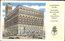 Auditorium Hotel, Michigan Boulevard and Congress Street Postcard