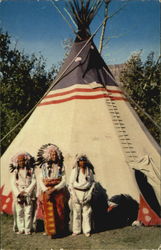 Indian Braves and Tepee Postcard