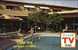 Villa Hotel, San Mateo, California Postcard