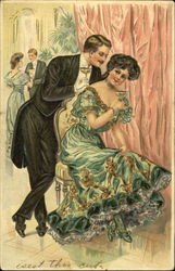 Couple with drinks at a party Postcard