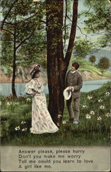 Man and woman near a tree Postcard