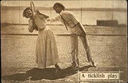 Couple playing lawn tennis Postcard