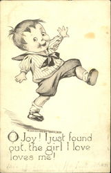 Happy young boy skipping Children Postcard Postcard