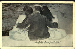 Man Seated between two Women Postcard