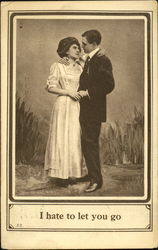 Woman and man embracing Postcard