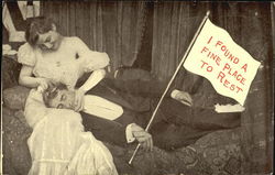 Man Resting on Woman Couples Postcard Postcard