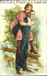 Woman on mans back Postcard