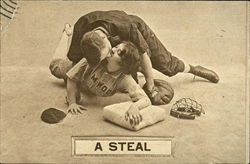 Man and Woman in baseball uniforms Postcard