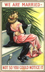 Couple Kissing on Bench Postcard