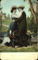 Couple standing and embracing Couples Postcard Postcard