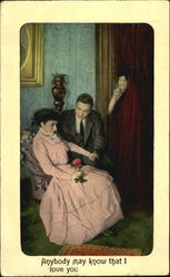 Couple Sitting Together in Parlor Postcard