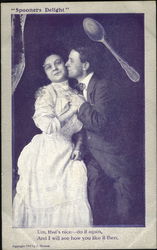 Old-Fashioned Couple Embracing Postcard