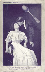 Man Kissing Woman in Chair Postcard