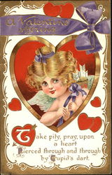 Female cupid in heart cut-out Postcard Postcard