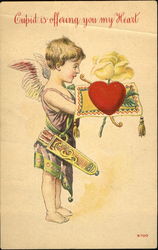 Cupid giving away heart Postcard