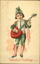 Little Boy Playing a Heart-shaped Guitar Postcard