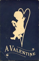 White shadow of cupid on an arrow Postcard Postcard