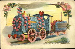 Flower-covered Locomotive Postcard