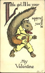 Squirrel Dressed in a Yellow Suit Comic Postcard Postcard