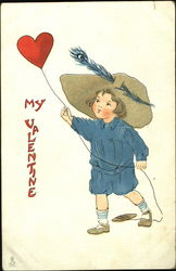 Little boy with a heart balloon Postcard