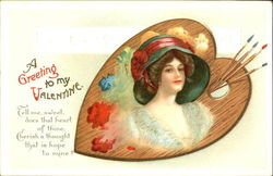 Picture of a Women an Artist's Palette Postcard Postcard