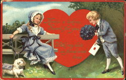 Boy giving Girl valentine Children Postcard Postcard