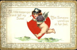 Cupid delivering a Valentine Postcard