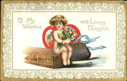 Cupid Sitting on a Suitcase Postcard