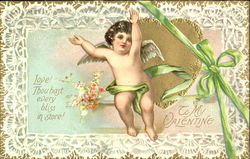 Little Cupid surrounded by lace Postcard