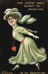 Fancy woman wearing heart necklace Postcard